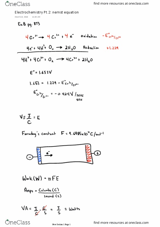 CHEM 1001 Lecture Notes - Lecture 29: Nernst Equation, Electrochemistry thumbnail
