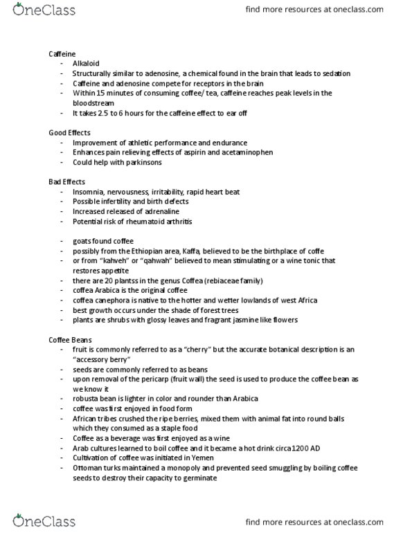 BOT 1200 Lecture Notes - Lecture 7: Coffea Canephora, Coffea Arabica, Rheumatoid Arthritis thumbnail