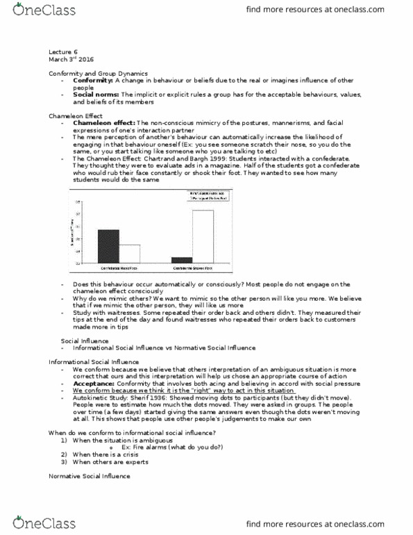 PSYC 2120 Lecture Notes - Lecture 6: Social Proof, Chameleon, Autopilot thumbnail