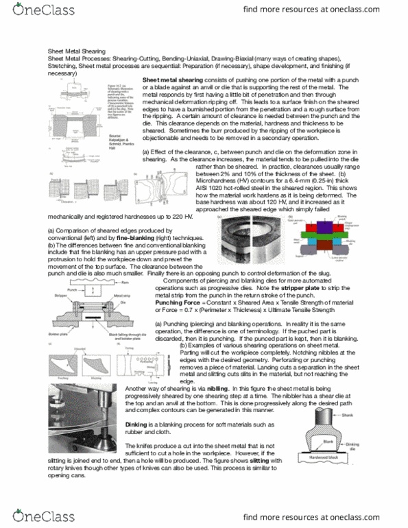 MFE 201 Lecture Notes - Lecture 24: Sheet Metal, Progressive Stamping, Work Hardening thumbnail