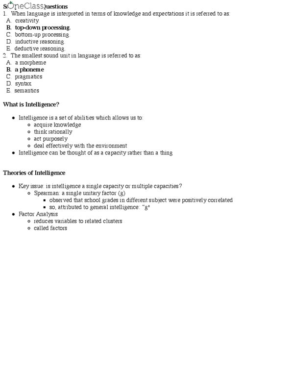 Psychology 1000 Lecture Notes - Lecture 10: Neuroplasticity, Down Syndrome, Kim Peek thumbnail