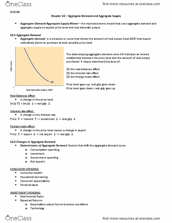 ECN 204 Chapter Notes - Chapter 12: Aggregate Supply, Aggregate Demand, Monel thumbnail