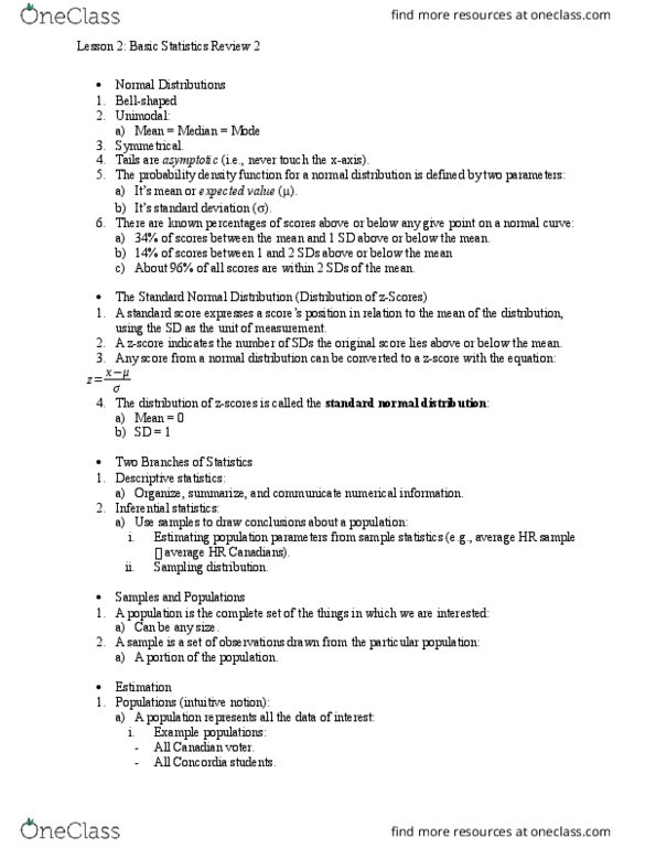 PSYC 316 Lecture Notes - Lecture 2: Shere Hite, Statistical Inference, Standard Score thumbnail