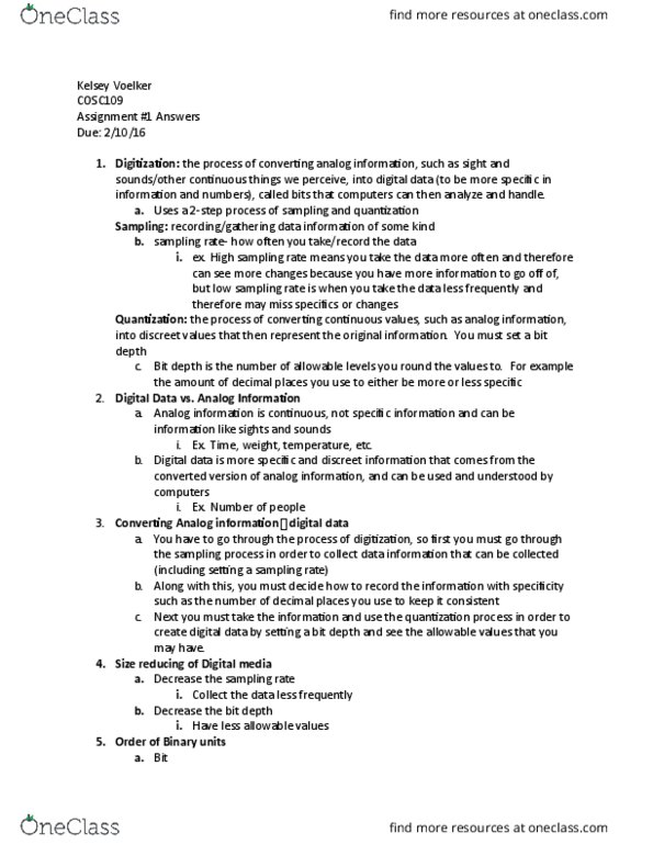 COSC 109 Chapter Notes - Chapter 1: Digital Data, 2-Step Garage, Kilobyte thumbnail