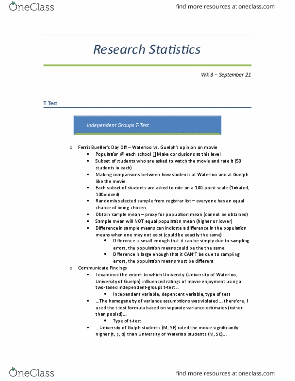 PSYC 2040 Lecture Notes - Lecture 2: Null Hypothesis, Alternative Hypothesis, Standard Error thumbnail