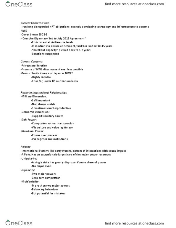 Political Science 1020E Lecture Notes - Lecture 31: Nuclear Umbrella, Party System, Superpower thumbnail