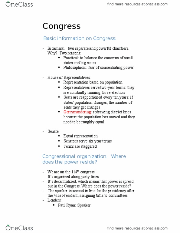 POLI 2051 Lecture Notes - Lecture 11: Gerrymandering, Balance Theory, Signing Statement thumbnail