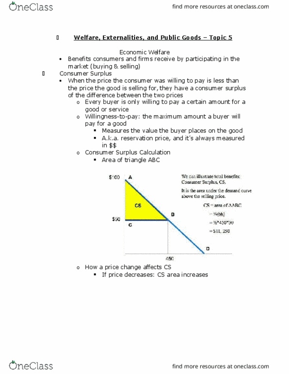 ECON 1B03 Lecture Notes - Lecture 5: Economic Surplus, Reservation Price, Demand Curve thumbnail