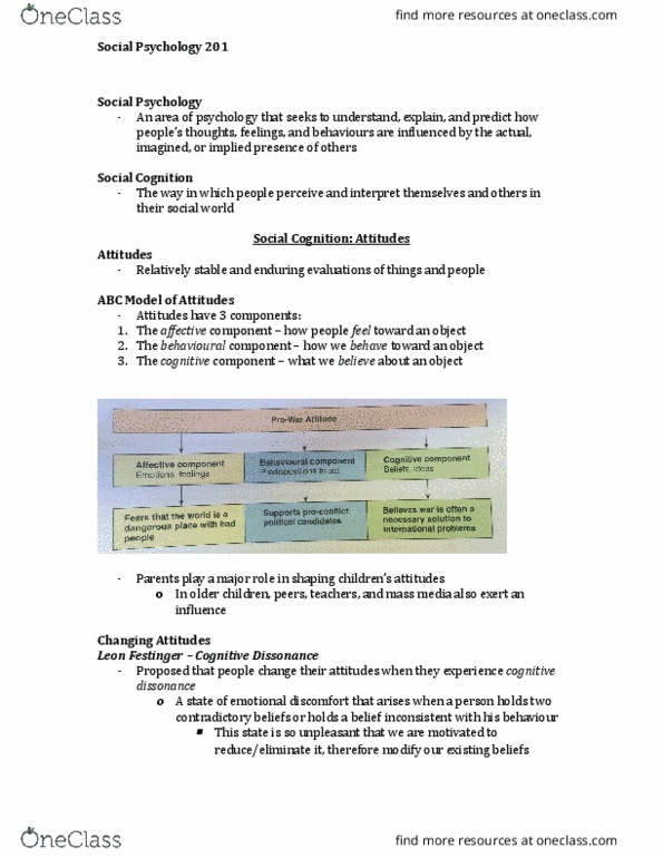 PSYC 201 Lecture Notes - Lecture 2: Cognitive Dissonance, Social Identity Theory, Implicit-Association Test thumbnail