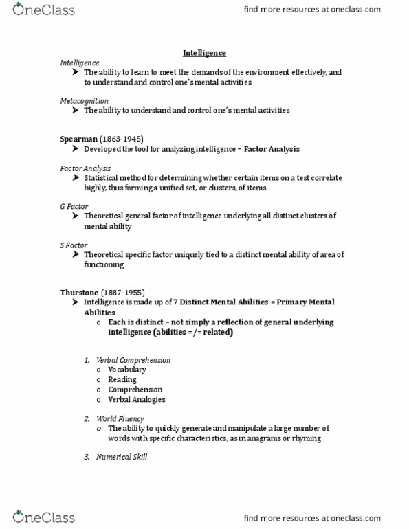 PSYC 201 Lecture Notes - Lecture 6: Stephen J. Ceci, Theory Of Multiple Intelligences, Social Intelligence thumbnail