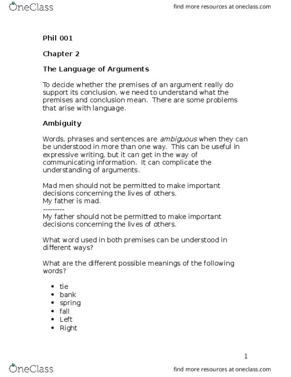 PHIL 105 Lecture Notes - Lecture 2: Extensional And Intensional Definitions, Ostensive Definition, Syntactic Ambiguity thumbnail