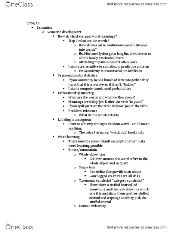 PSYCH 350 Lecture Notes - Lecture 15: Syntactic Bootstrapping, Mondegreen, Stuffed Toy thumbnail