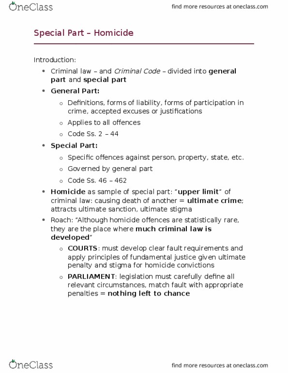 LS202 Lecture Notes - Lecture 18: Culpable Homicide, Actus Reus, De Minimis thumbnail