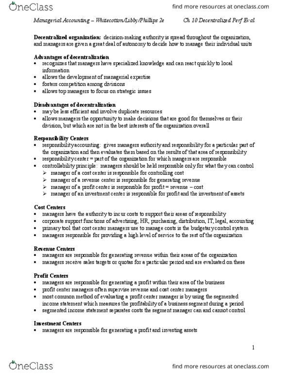 ACCT 2200 Lecture Notes - Lecture 10: Income Statement, Earnings Before Interest And Taxes, Balanced Scorecard thumbnail