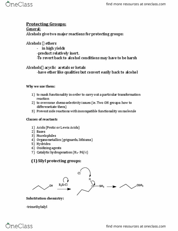 CHEM 335 Chapter Notes - Chapter 7: Keta, Acetic Anhydride, The Boc Group thumbnail