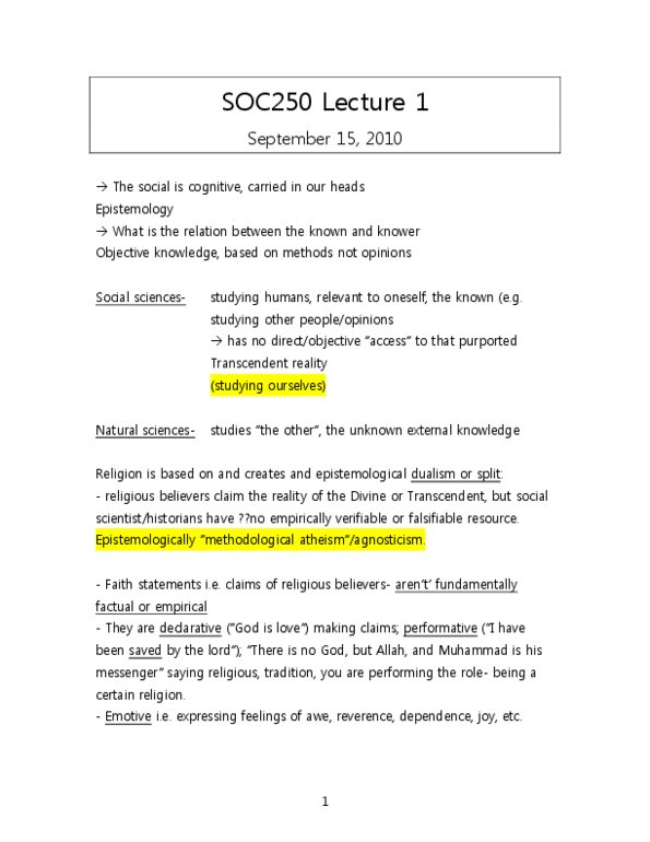 SOC250Y1 Lecture Notes - Concubinage, Political Economy, Homo Sapiens thumbnail