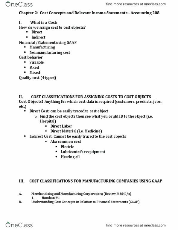 ACCT208 Lecture Notes - Lecture 2: Cost Driver, Financial Statement, Heating Oil thumbnail