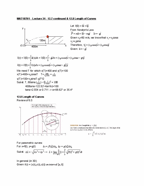 MAT136H1 Lecture 34: 12.7 continued & 12.8 Length of Curves thumbnail