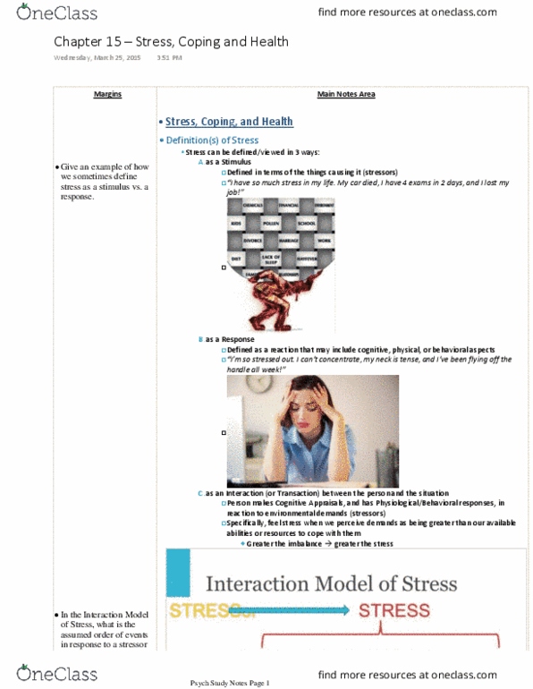 Psychology 1000 Lecture Notes - Lecture 15: Social Isolation, Nicotine Patch, Interaction Model thumbnail