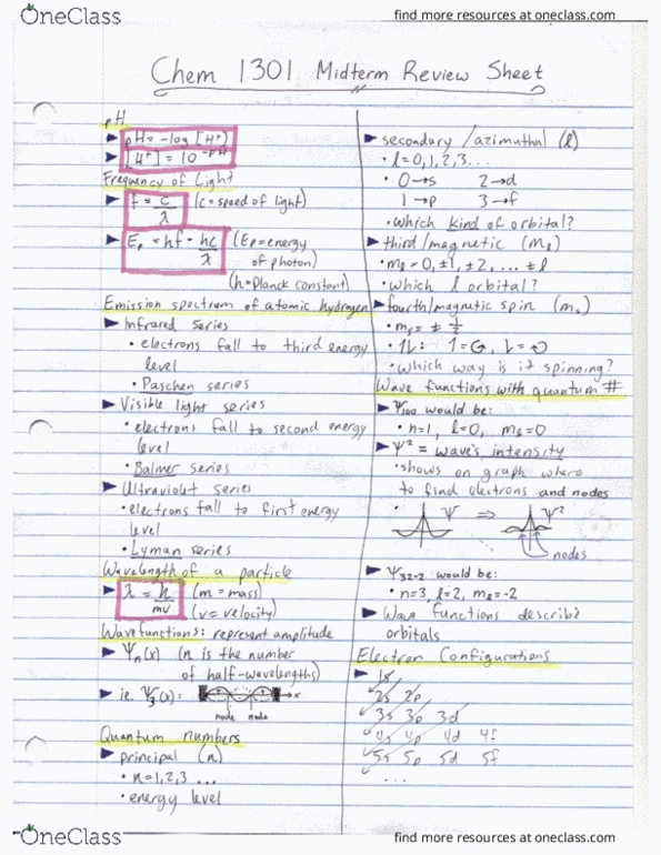 Chemistry 1301A/B Midterm: Chemistry 1301 Review Sheet MIDTERM - OneClass