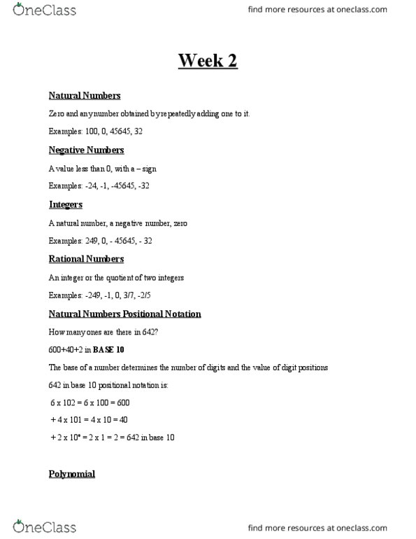 ITM 207 Lecture Notes - Lecture 2: Positional Notation, Octal, Hexadecimal thumbnail