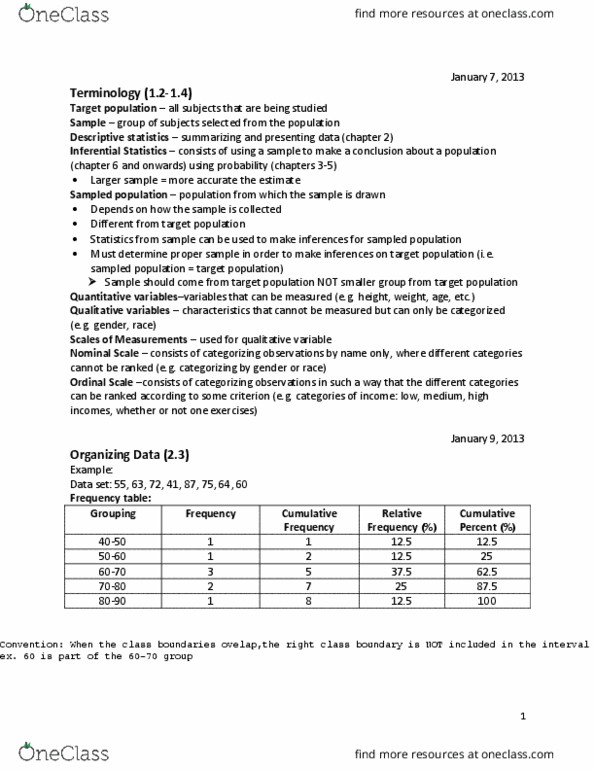 STATS 2B03 Study Guide - Winter 2015, Final - Probability Plot ...