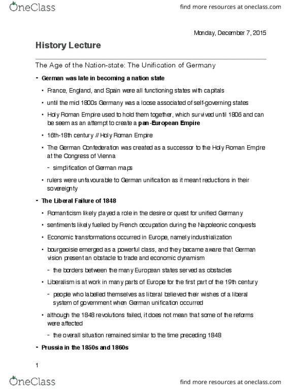 History 1401E Lecture 6: German Unification thumbnail