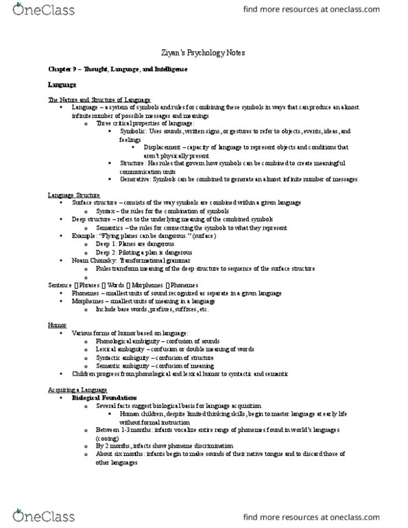 Psychology 1000 Lecture Notes - Lecture 9: Syntactic Ambiguity, Representativeness Heuristic, Availability Heuristic thumbnail