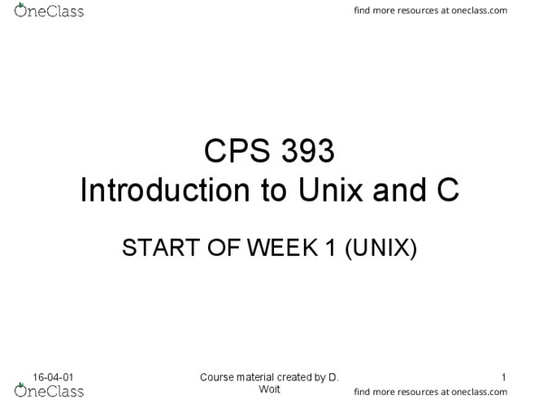 CPS 393 Lecture Notes - Lecture 1: Kornshell, Reddit, Command.Com thumbnail