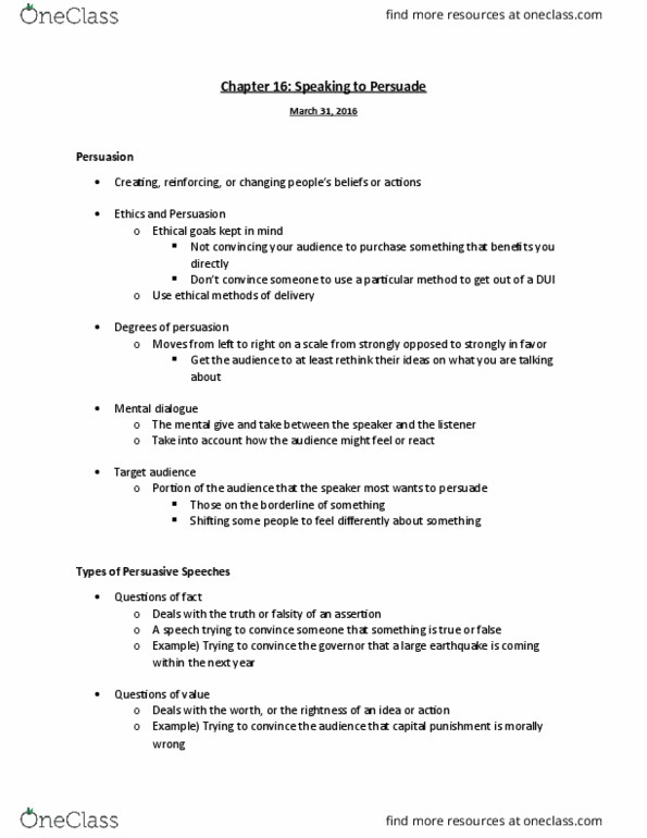 SPC 2608 Lecture 18: Chapter 16 - Speaking to Persuade thumbnail