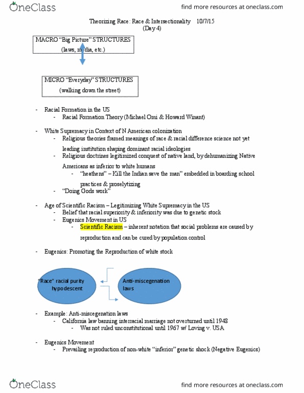 ES 101 Lecture Notes - Lecture 5: Eugenics, Intersectionality, Fundamental Interaction thumbnail