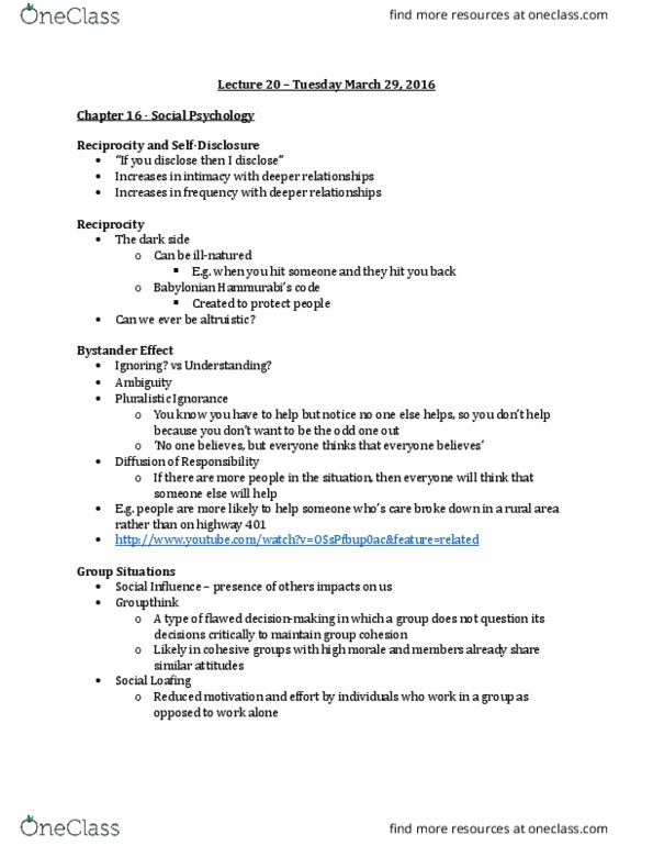 PS102 Lecture Notes - Lecture 20: Ontario Highway 401, Deindividuation, Groupthink thumbnail