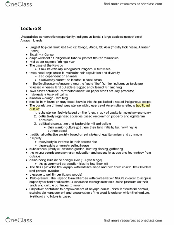 FOR201H1 Lecture Notes - Lecture 8: Agroforestry, Market Economy, Umbrella Species thumbnail