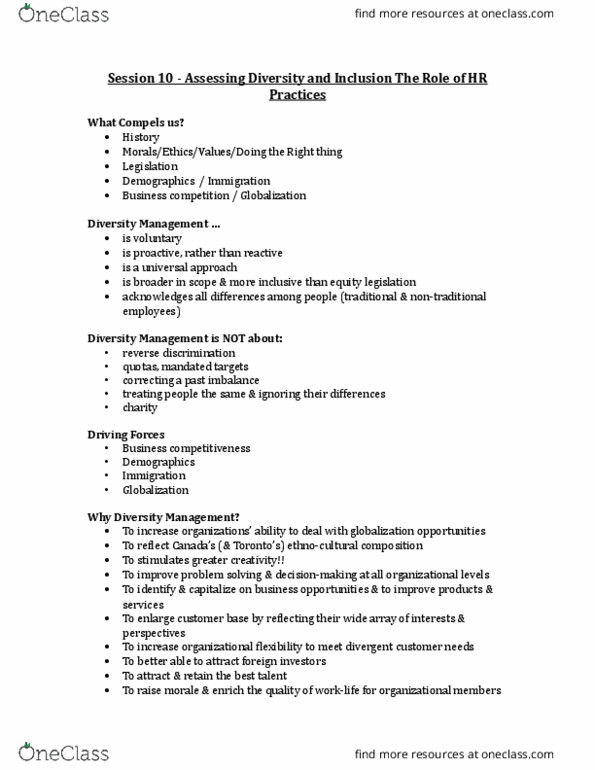 MHR 600 Lecture Notes - Lecture 10: Reverse Discrimination, Absenteeism, Organizational Architecture thumbnail