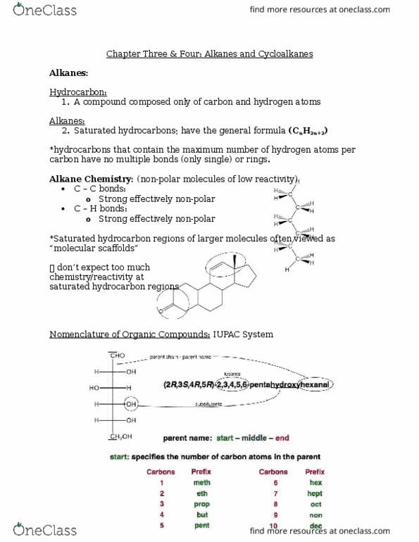 CHM136H1 Chapter Notes - Chapter 3-4: Dihedral Angle, Alkane, Chemical Formula thumbnail