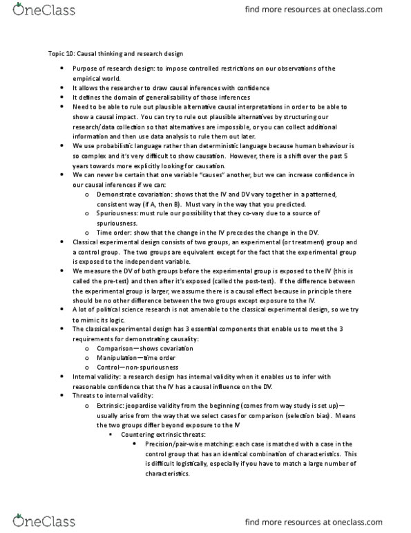 POLI 311 Lecture Notes - Lecture 8: Internal Validity, Frequency Distribution, Artificiality thumbnail