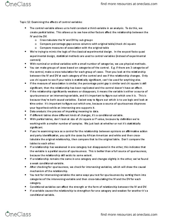 POLI 311 Lecture Notes - Lecture 10: Chi-Squared Distribution, Contingency Table, Data Analysis thumbnail