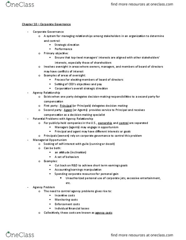 33:620:492 Lecture Notes - Lecture 10: Executive Compensation, Agency Cost, Financial Statement thumbnail