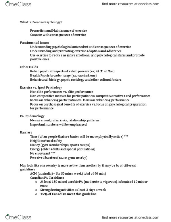 KINESIOL 3H03 Lecture 2: Lectures 2&3 thumbnail