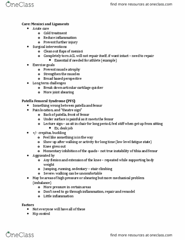 KINESIOL 3K03 Lecture Notes - Lecture 11: Gluteus Medius Muscle, Rectus Femoris Muscle, Valgus Stress Test thumbnail