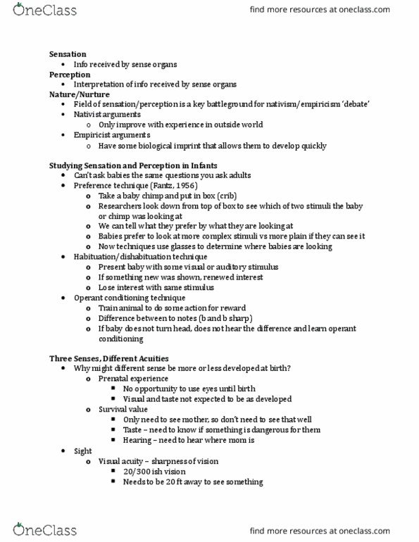 PSYCH 2AA3 Lecture Notes - Lecture 3: Visual Acuity, Face Perception, Operant Conditioning thumbnail