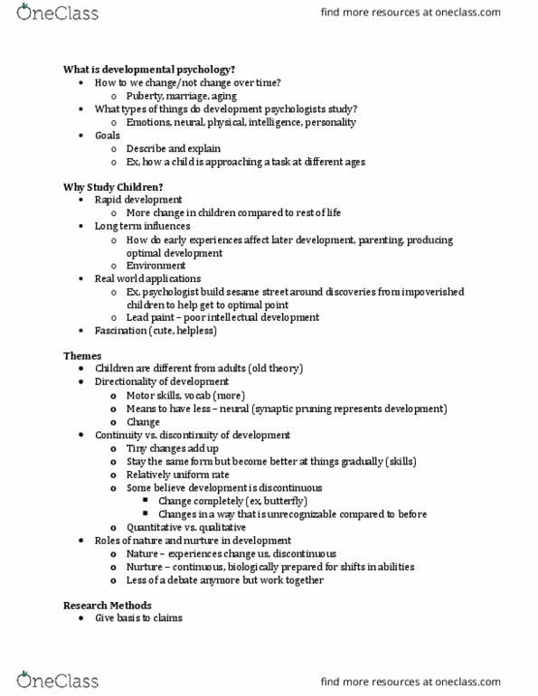 PSYCH 2AA3 Lecture Notes - Lecture 1: Synaptic Pruning, Lead Paint, Dependent And Independent Variables thumbnail