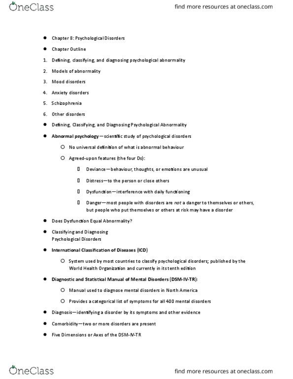PSY 105 Lecture Notes - Lecture 8: John Wayne Gacy, Antisocial Personality Disorder, Bipolar Disorder thumbnail