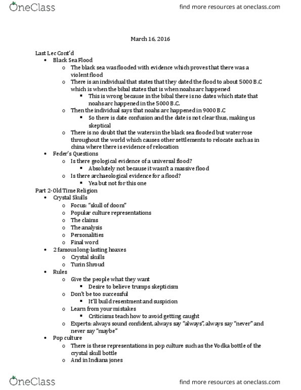 ANT210H5 Lecture Notes - Lecture 9: Shroud Of Turin, Crystal Skull, Crystal Skulls thumbnail