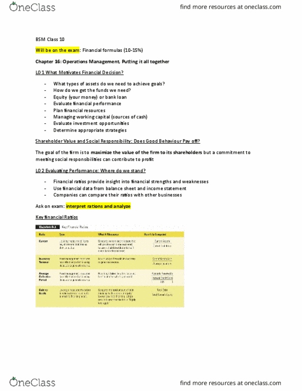 BSM 200 Lecture Notes - Lecture 10: Money Market Fund, Cash Cash, Intangible Asset thumbnail