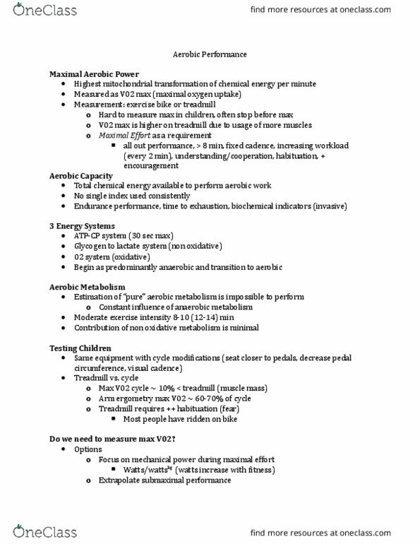 KINESIOL 2F03 Lecture Notes - Lecture 8: Fick'S Laws Of Diffusion, Stationary Bicycle, Lactate Threshold thumbnail