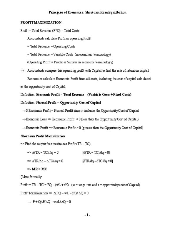 MGEA01H3 Lecture Notes - Marginal Revenue, Numerical Analysis, Perfect Competition thumbnail