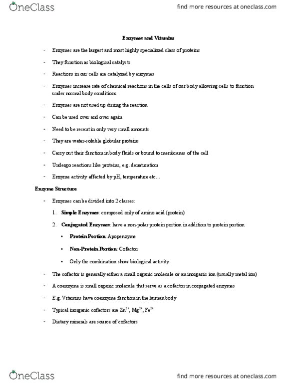 BIOC 1430 Lecture Notes - Lecture 13: Pepsin, Hexokinase, Stereoisomerism thumbnail