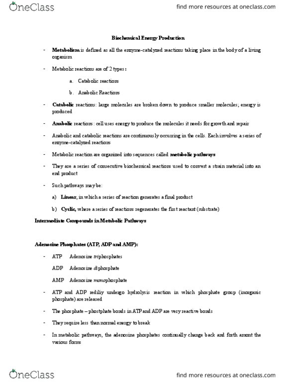 BIOC 1430 Lecture Notes - Lecture 12: Acetyl-Coa, Dicarboxylic Acid, Cytidine Triphosphate thumbnail