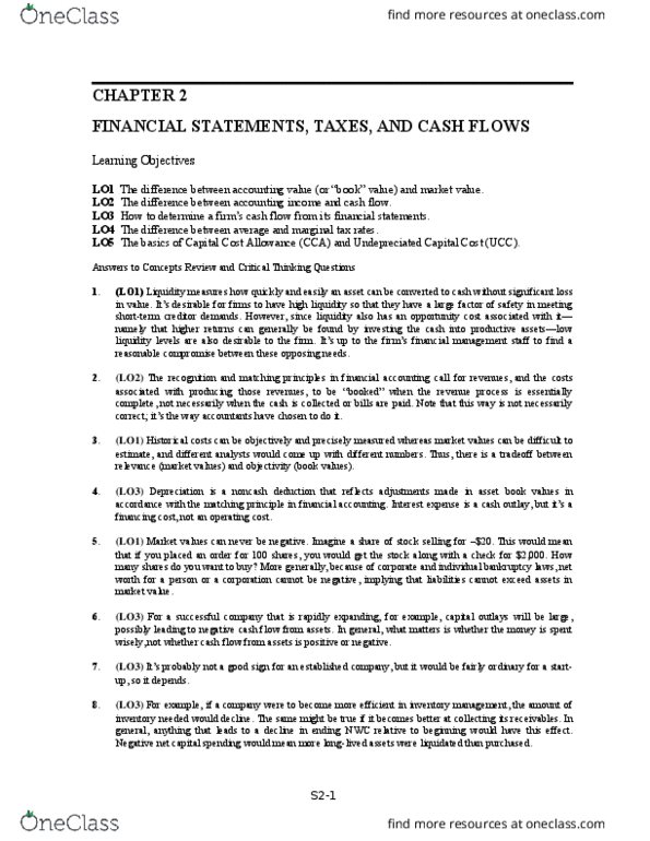 COMM 205 Lecture Notes - Lecture 2: Tax Rate, Operating Cash Flow, Cash Flow thumbnail